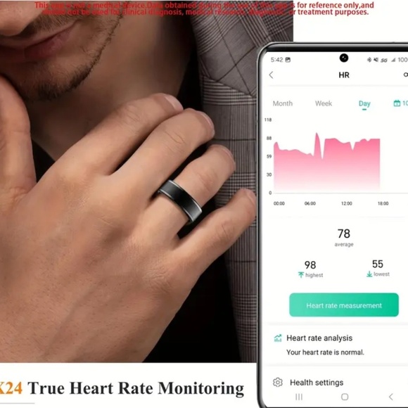 NEW Smart Health Tracker Ring - Silver, Size 7 - Picture 12 of 16